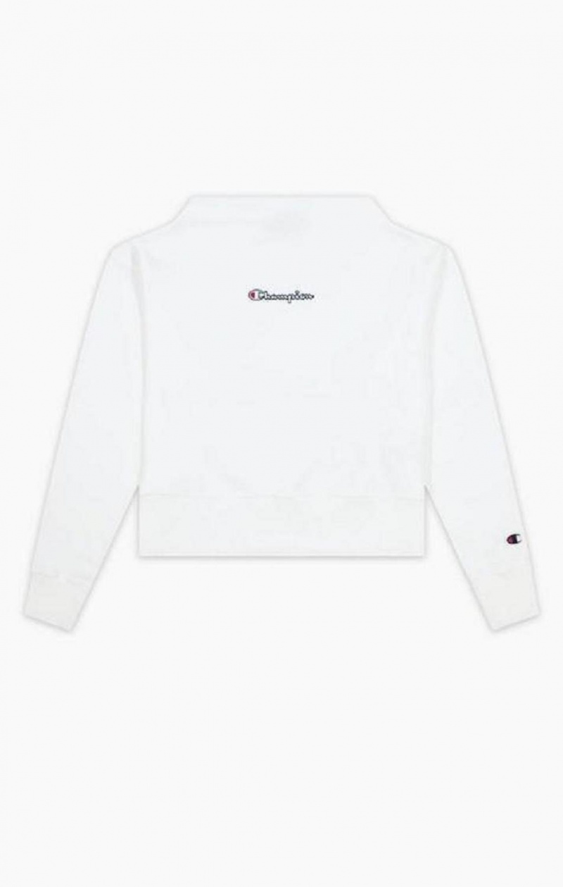 Champion Satin Stitch Script Logo Sweatshirt Mikiny Damske Biele | 7480-TROUX