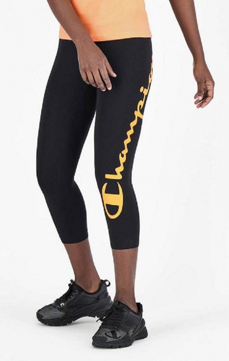 Champion Script Logo 7/8 Leggings Jogger Nohavice Damske Čierne | 4651-DAFCY