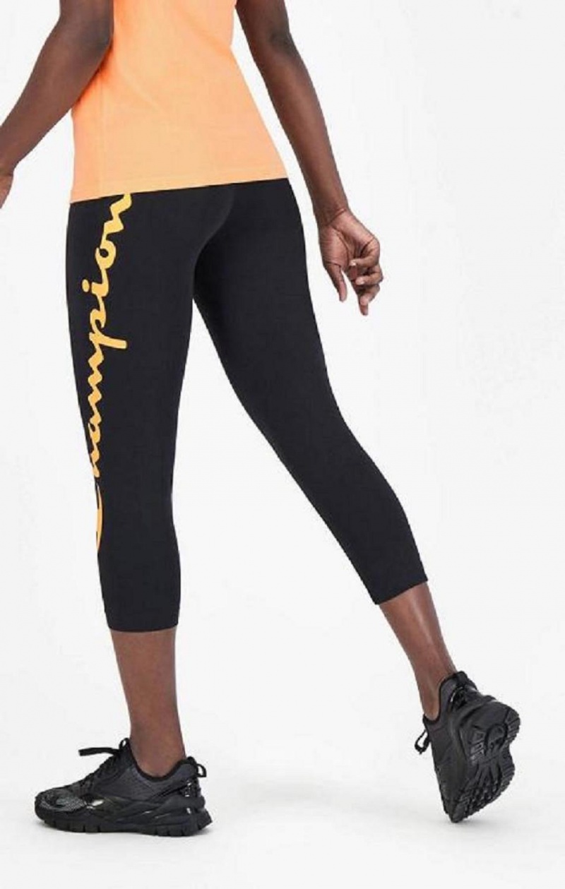 Champion Script Logo 7/8 Leggings Jogger Nohavice Damske Čierne | 4651-DAFCY