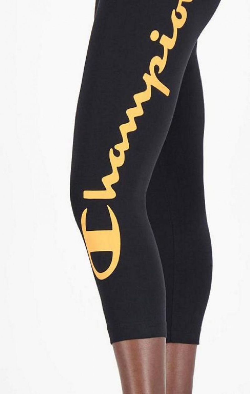 Champion Script Logo 7/8 Leggings Jogger Nohavice Damske Čierne | 4651-DAFCY