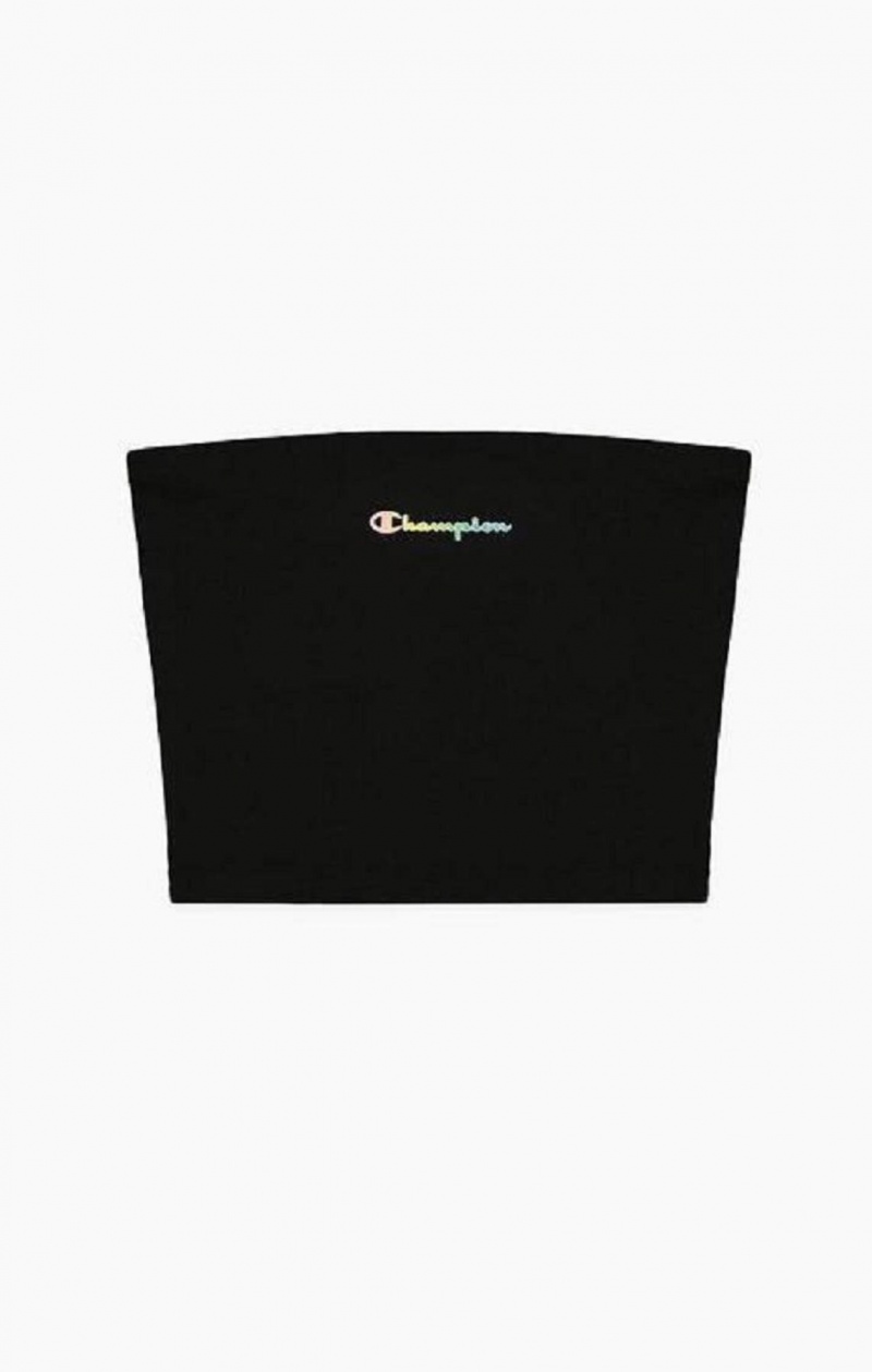 Champion Script Logo Bandeau Top Tricko Damske Čierne | 9108-MQSYU