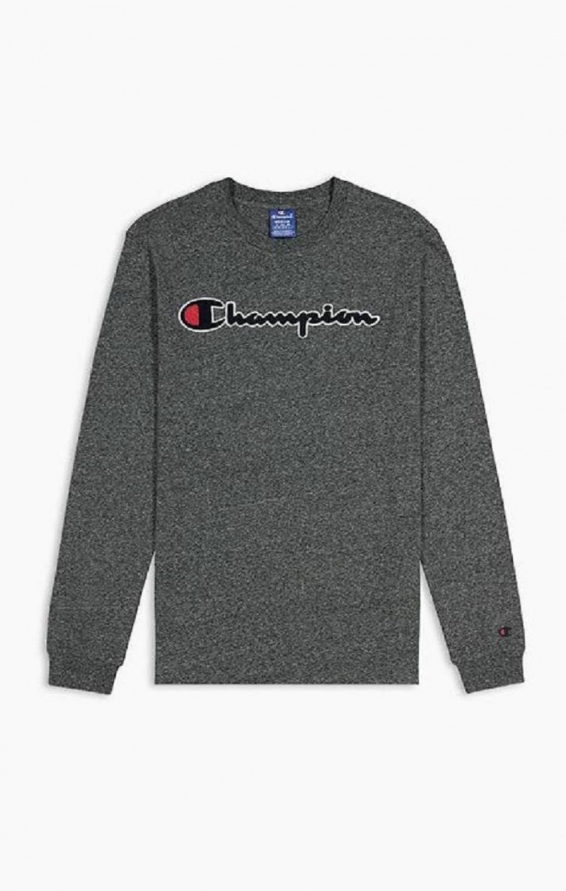 Champion Script Logo Bavlnene Jersey Sweatshirt Mikiny Panske Tmavo Siva | 7104-WAMQT