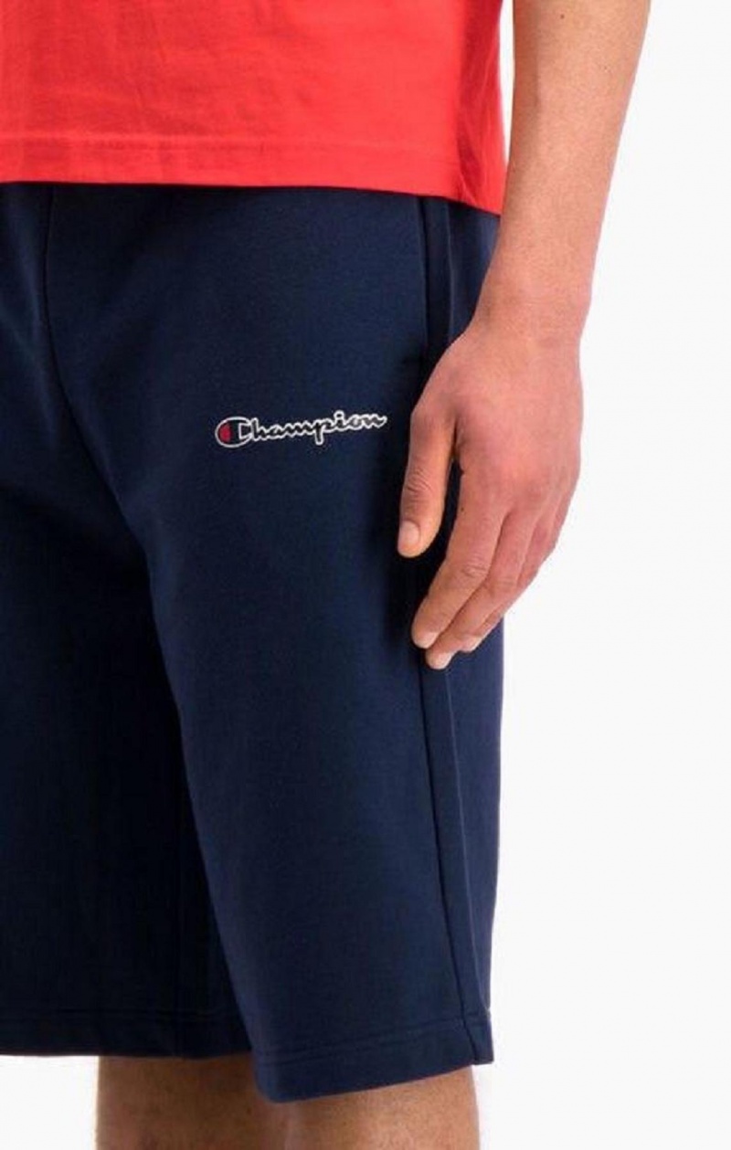 Champion Script Logo Bavlnene Shorts Kratasy Panske Tmavo Modre | 9862-PBSWA