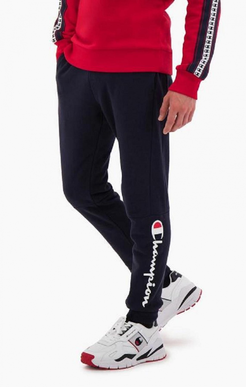 Champion Script Logo Bavlnene Terry Joggers Jogger Nohavice Panske Svetlo Siva | 9261-HGSIA