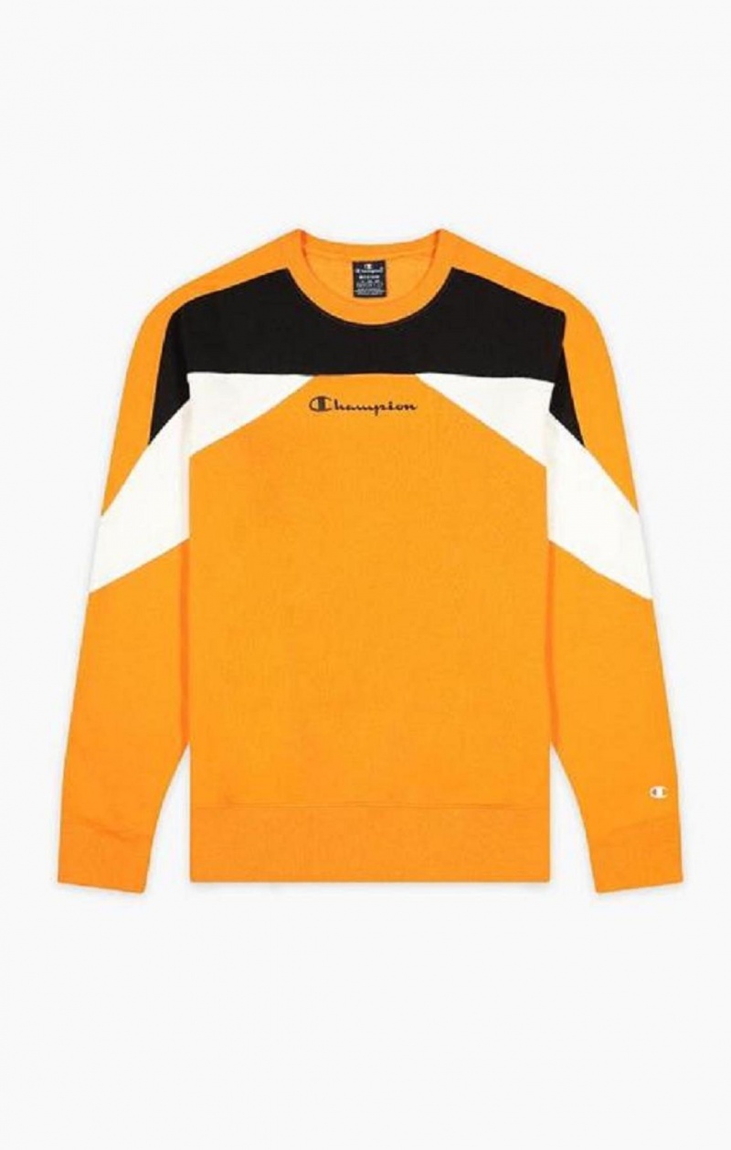 Champion Script Logo Colour Block Fleece Sweatshirt Mikiny Panske Oranžové | 5214-YLGSA