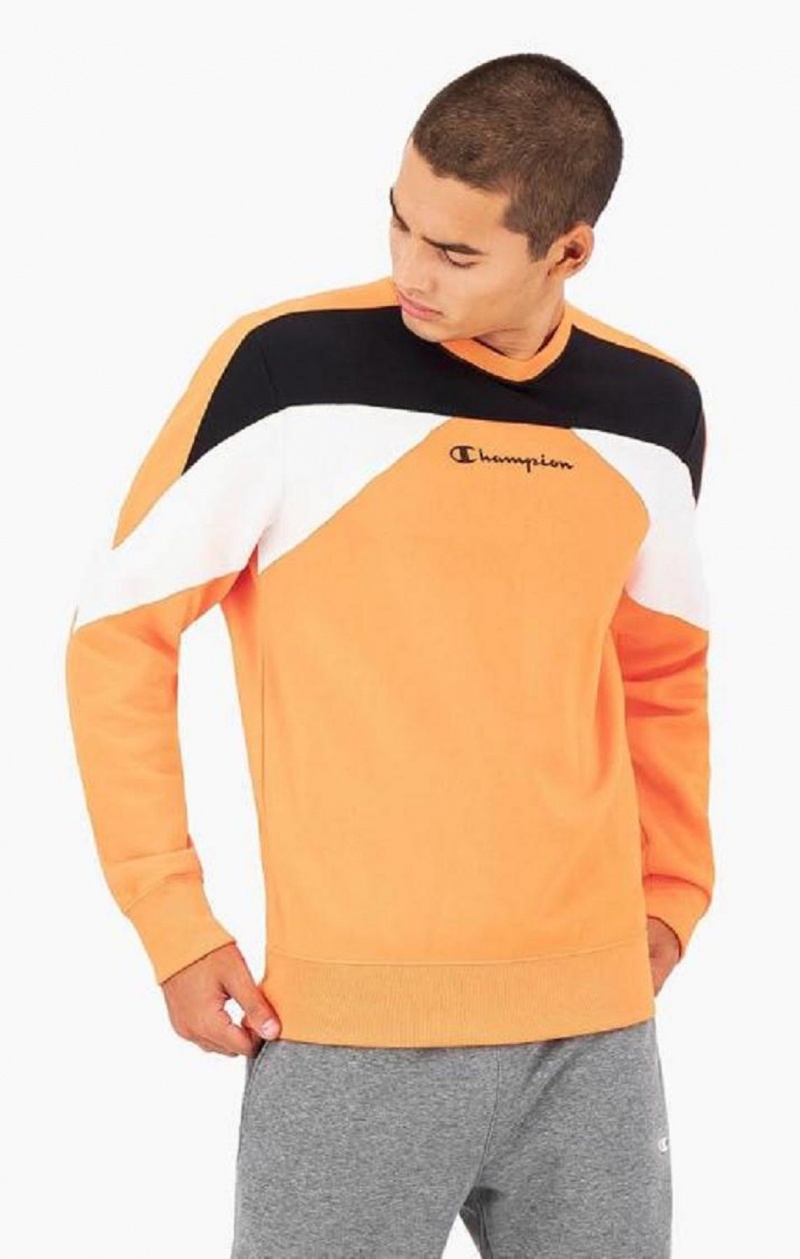 Champion Script Logo Colour Block Fleece Sweatshirt Mikiny Panske Oranžové | 5214-YLGSA