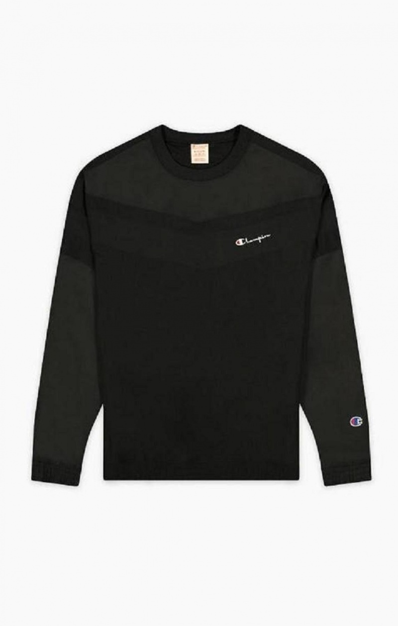 Champion Script Logo Crinkle Tracking Sweatshirt Mikiny Panske Čierne | 3749-JOCXK