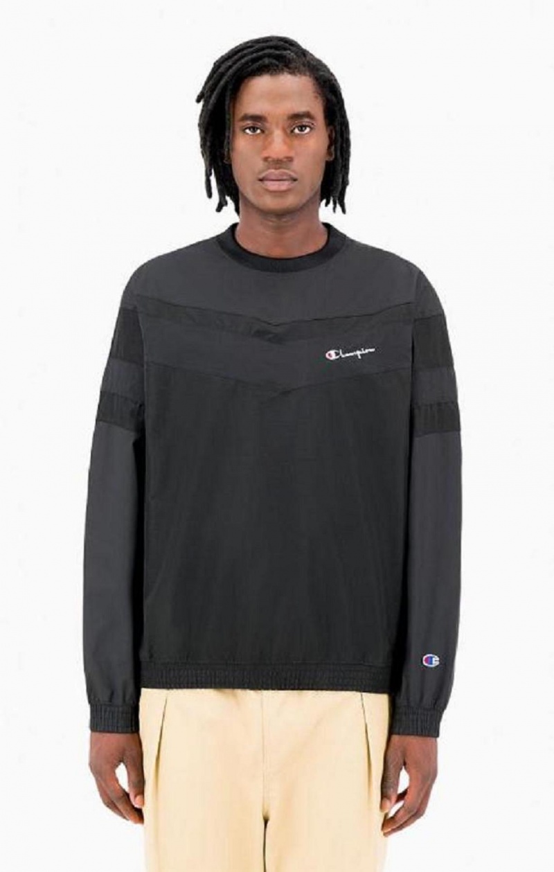 Champion Script Logo Crinkle Tracking Sweatshirt Mikiny Panske Čierne | 3749-JOCXK