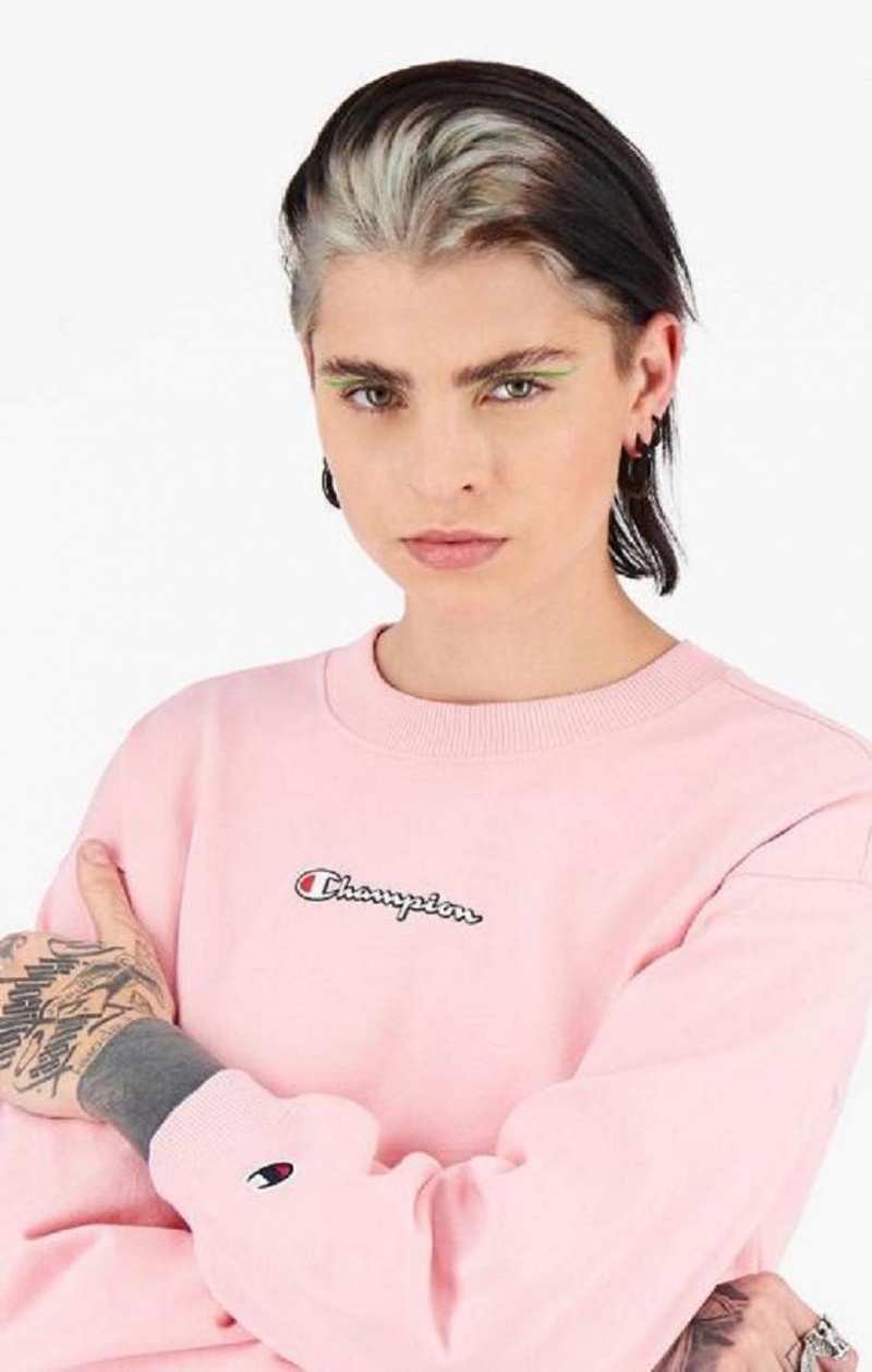 Champion Script Logo Cropped Boxy Sweatshirt Mikiny Damske Ruzove | 5604-CLAFP