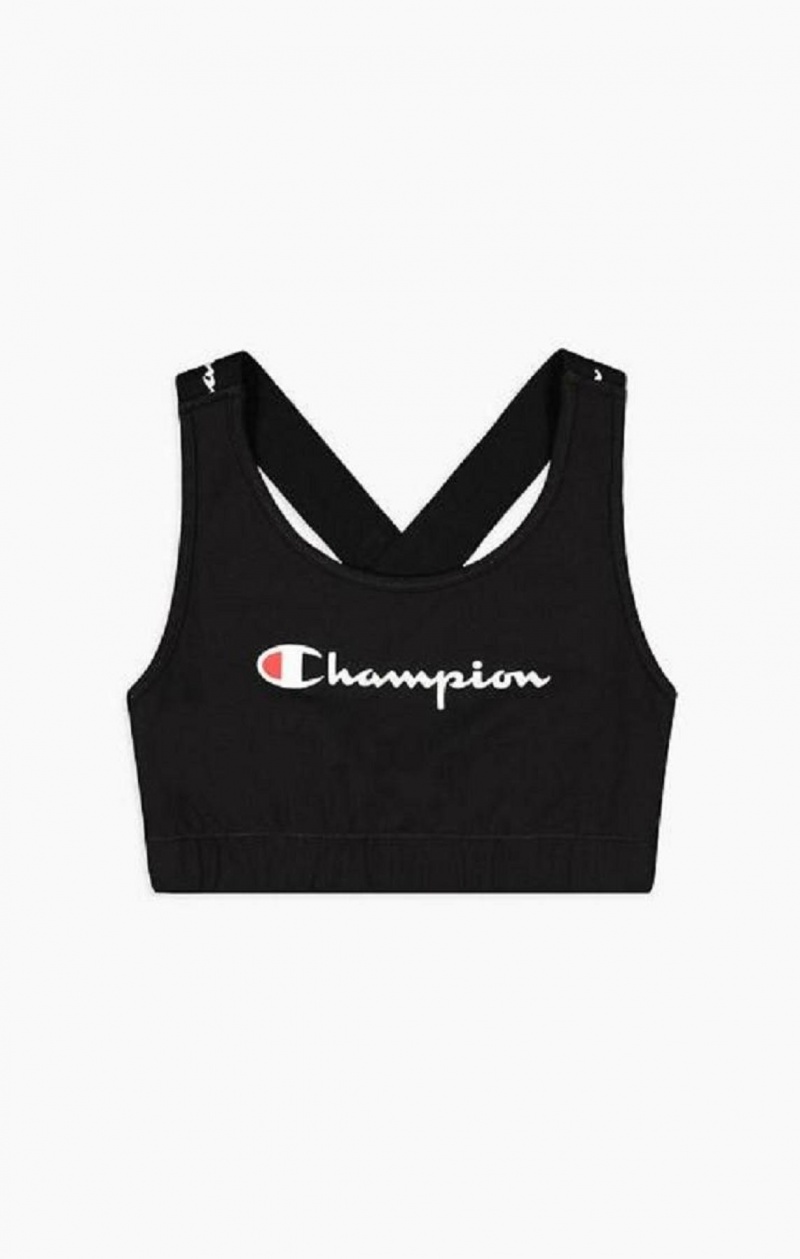 Champion Script Logo Cross Back Sports Bra Sportova Podprsenka Damske Čierne | 4031-CESTA