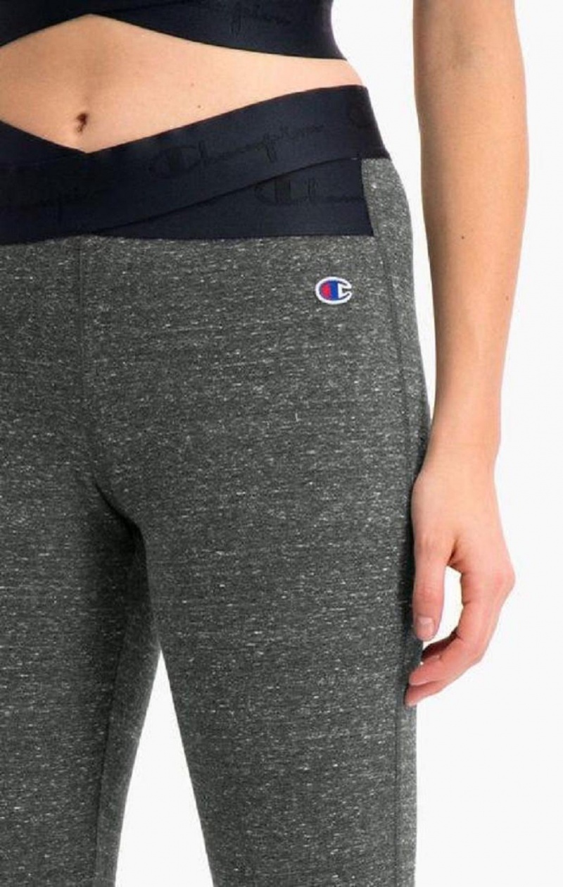 Champion Script Logo Crossover Tréningová Leggings Jogger Nohavice Damske Tmavo Siva | 6829-MVFGQ