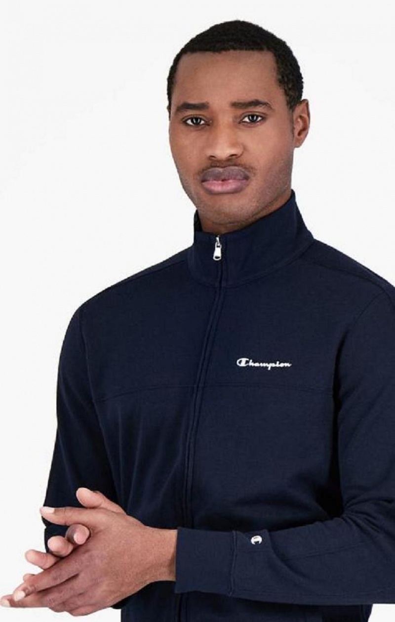 Champion Script Logo Detail Zip-Up Sweatsuit Teplaky Panske Tmavo Modre | 8609-BIHAW