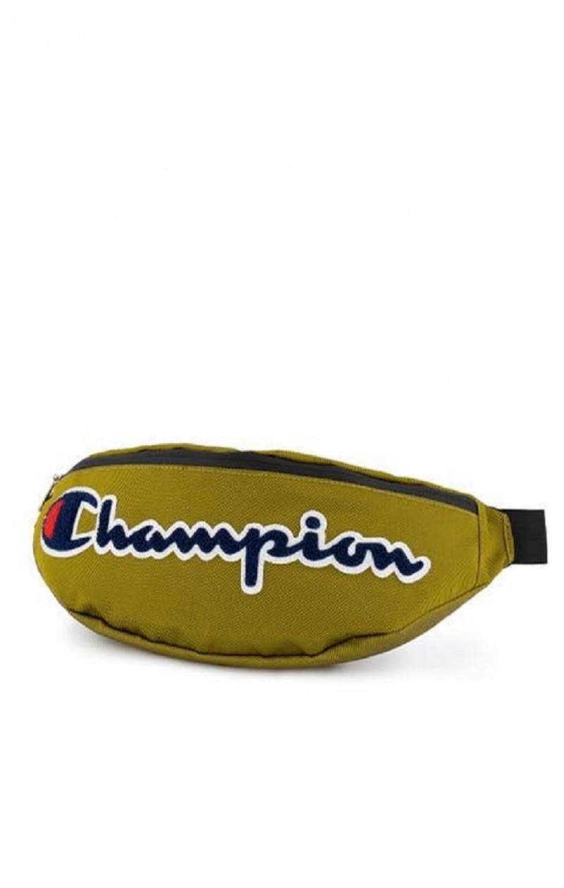 Champion Script Logo Faux Kozene Belt Bag Tasky Panske Zlate | 6974-HPZGE