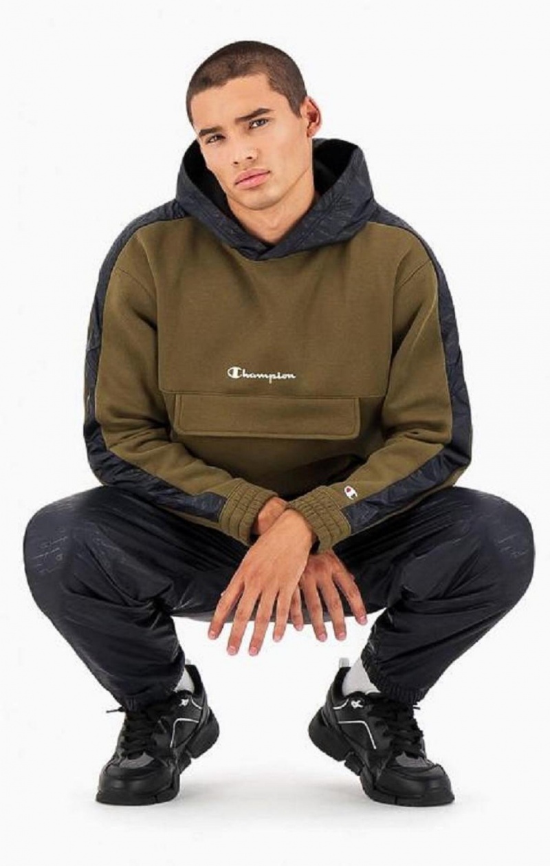 Champion Script Logo Fleece Hoodie Mikina s Kapucnou Panske Zelene | 7845-AHCGY