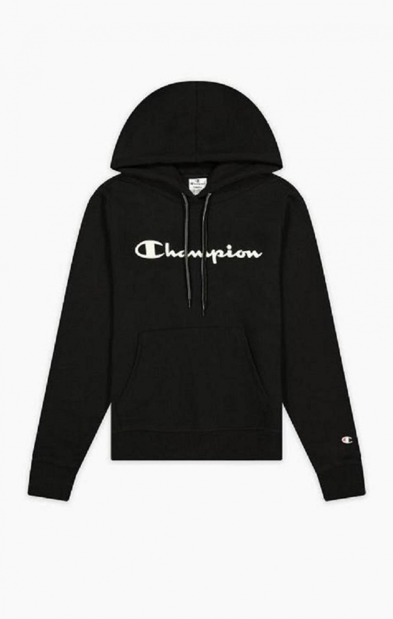 Champion Script Logo Fleece Hoodie Mikina s Kapucnou Damske Čierne | 1325-QUFER