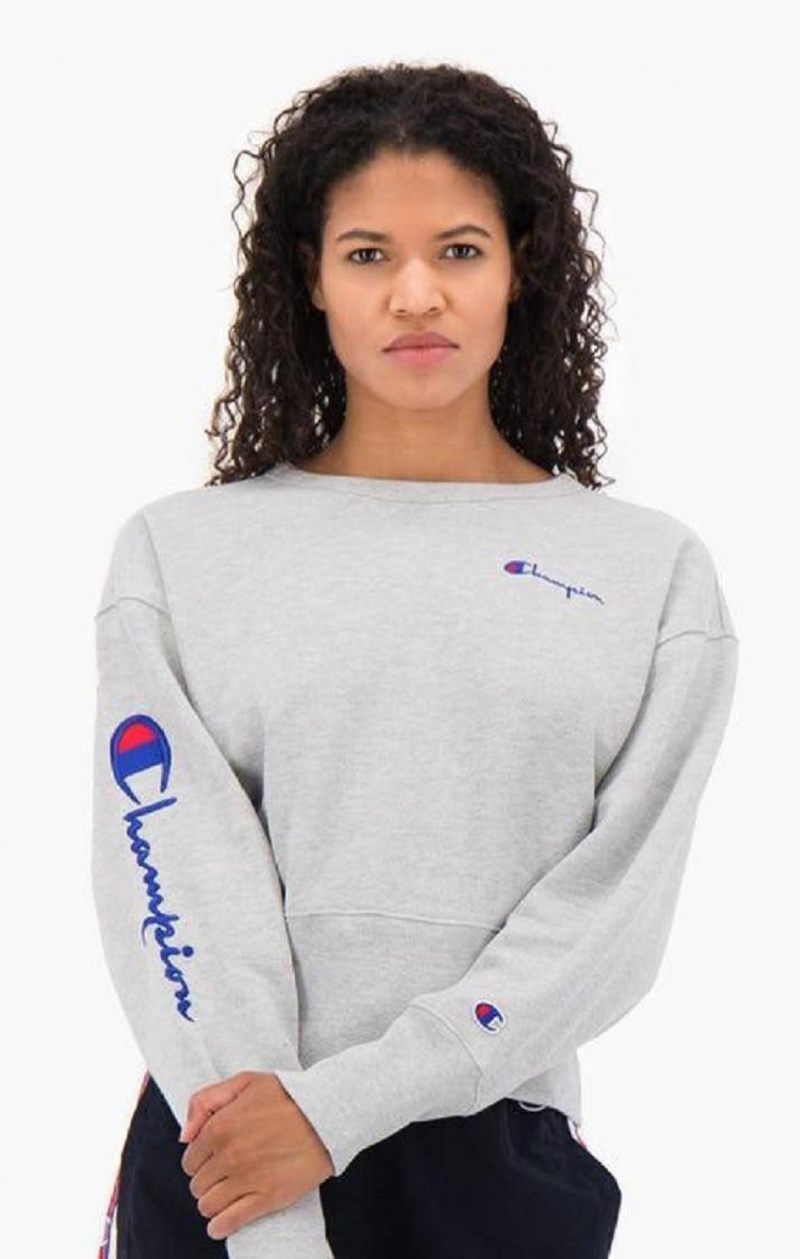 Champion Script Logo High Rib Reverse Weave Sweatshirt Mikiny Damske Svetlo Siva | 6193-NBAVD