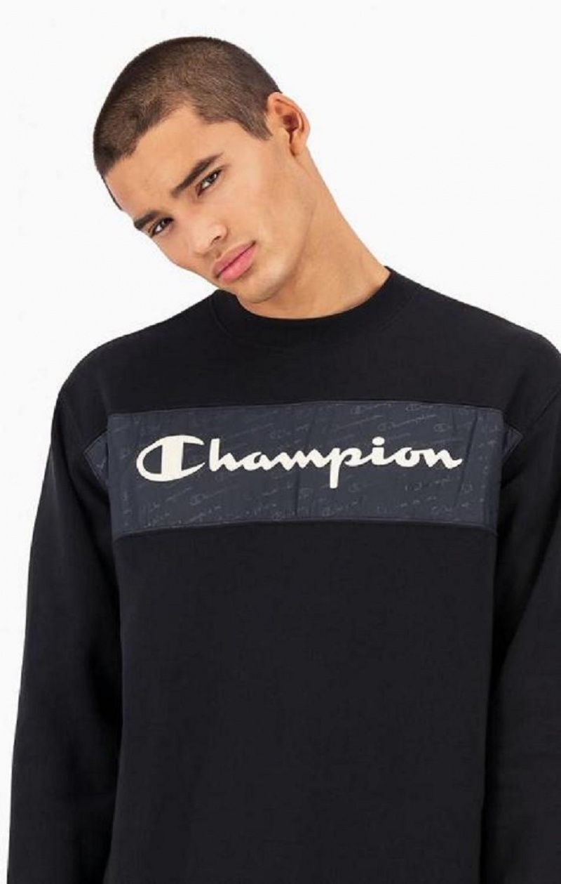 Champion Script Logo Insert Fleece Sweatshirt Mikiny Panske Čierne | 6123-QDTCW