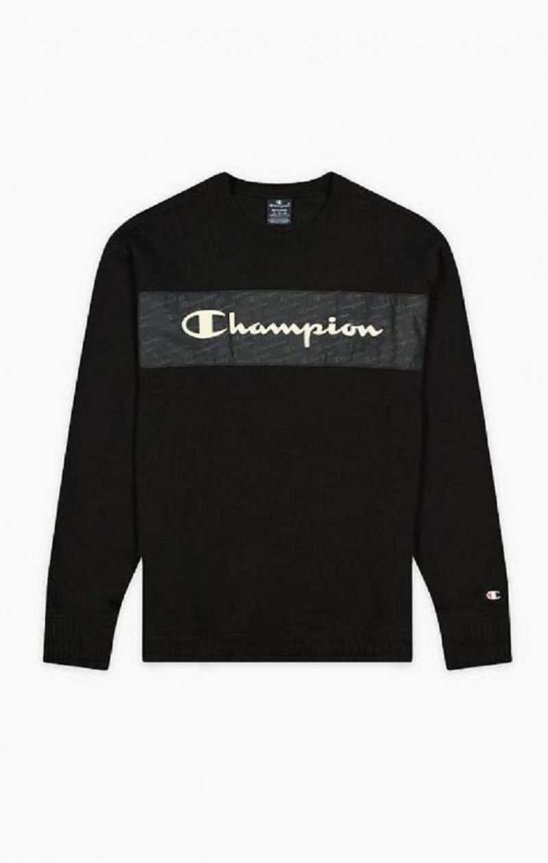 Champion Script Logo Insert Fleece Sweatshirt Mikiny Panske Čierne | 6123-QDTCW