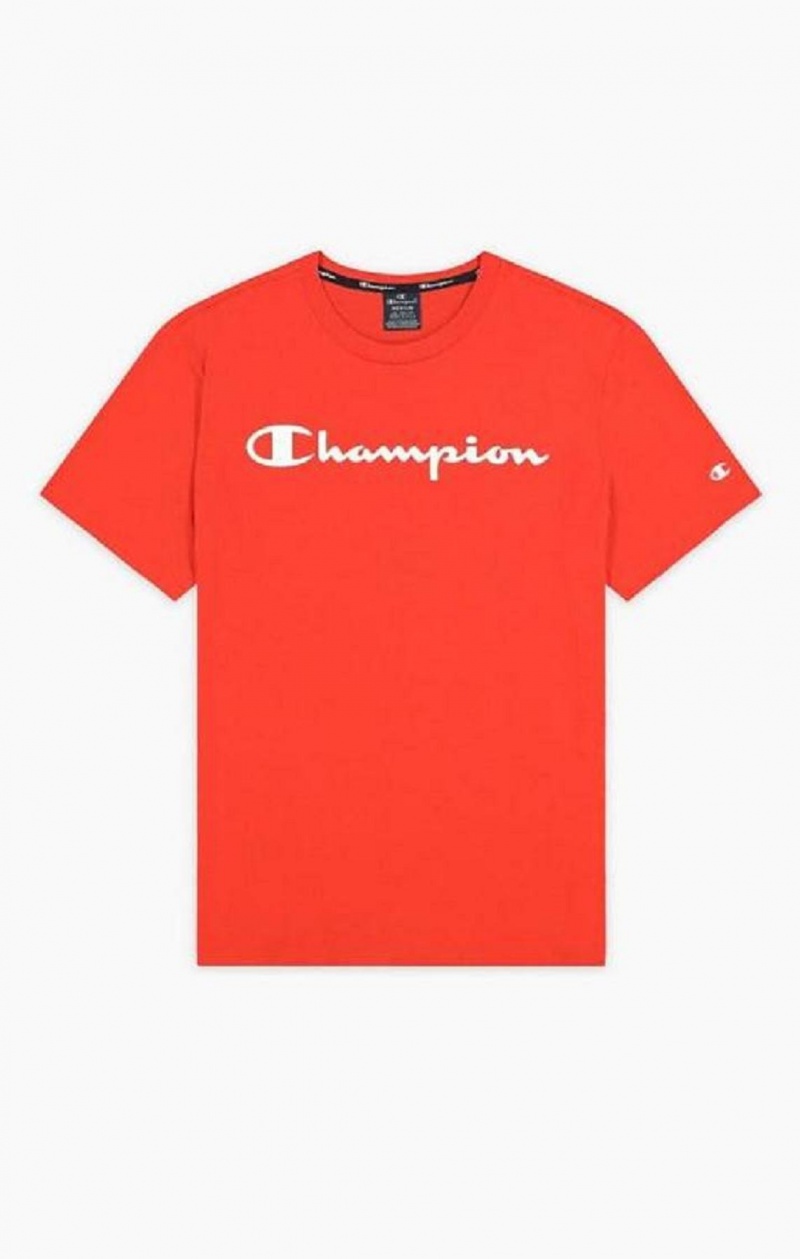 Champion Script Logo Jersey T-Shirt Tricko Panske Červené | 7359-MLXVQ