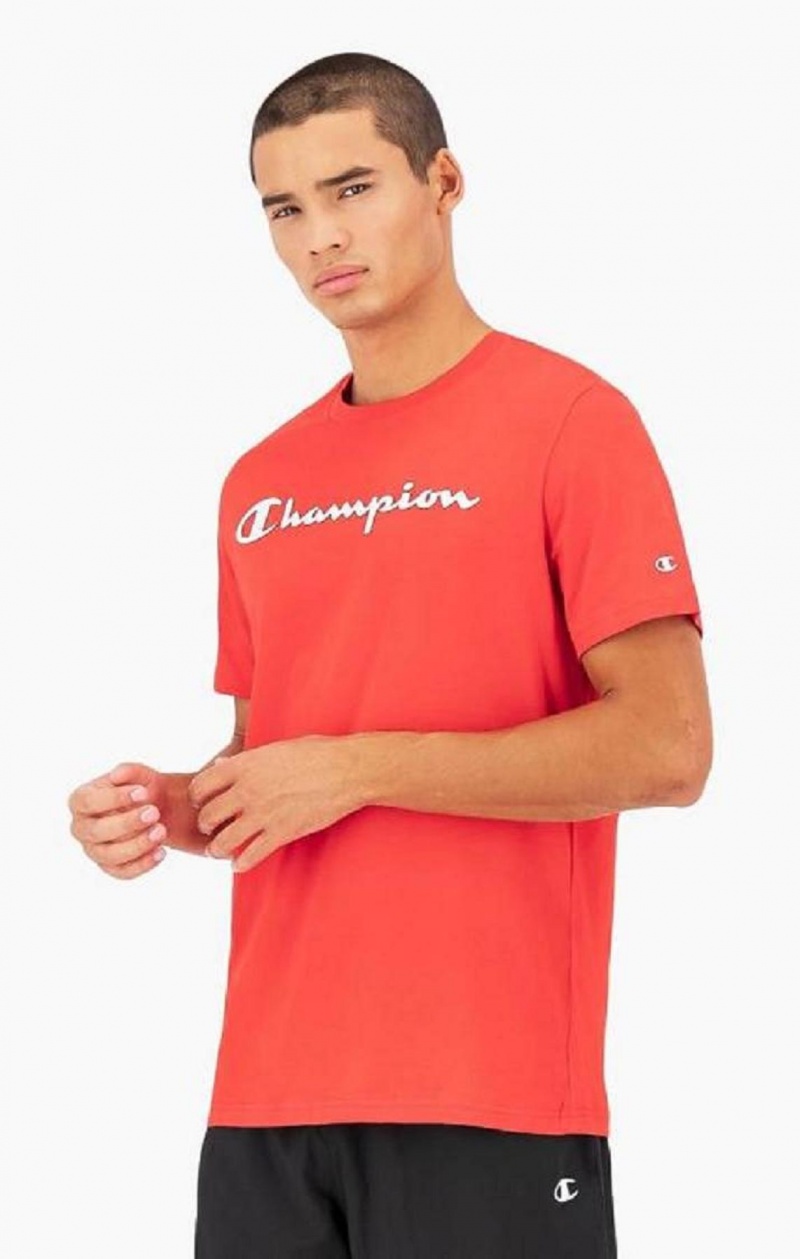 Champion Script Logo Jersey T-Shirt Tricko Panske Červené | 7359-MLXVQ