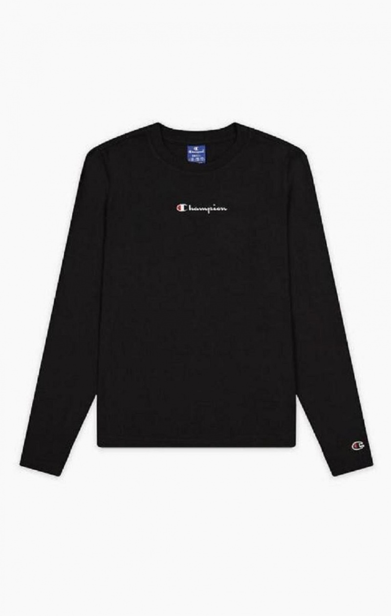 Champion Script Logo Long Sleeve T-Shirt Tricko Damske Čierne | 0613-DWHRP