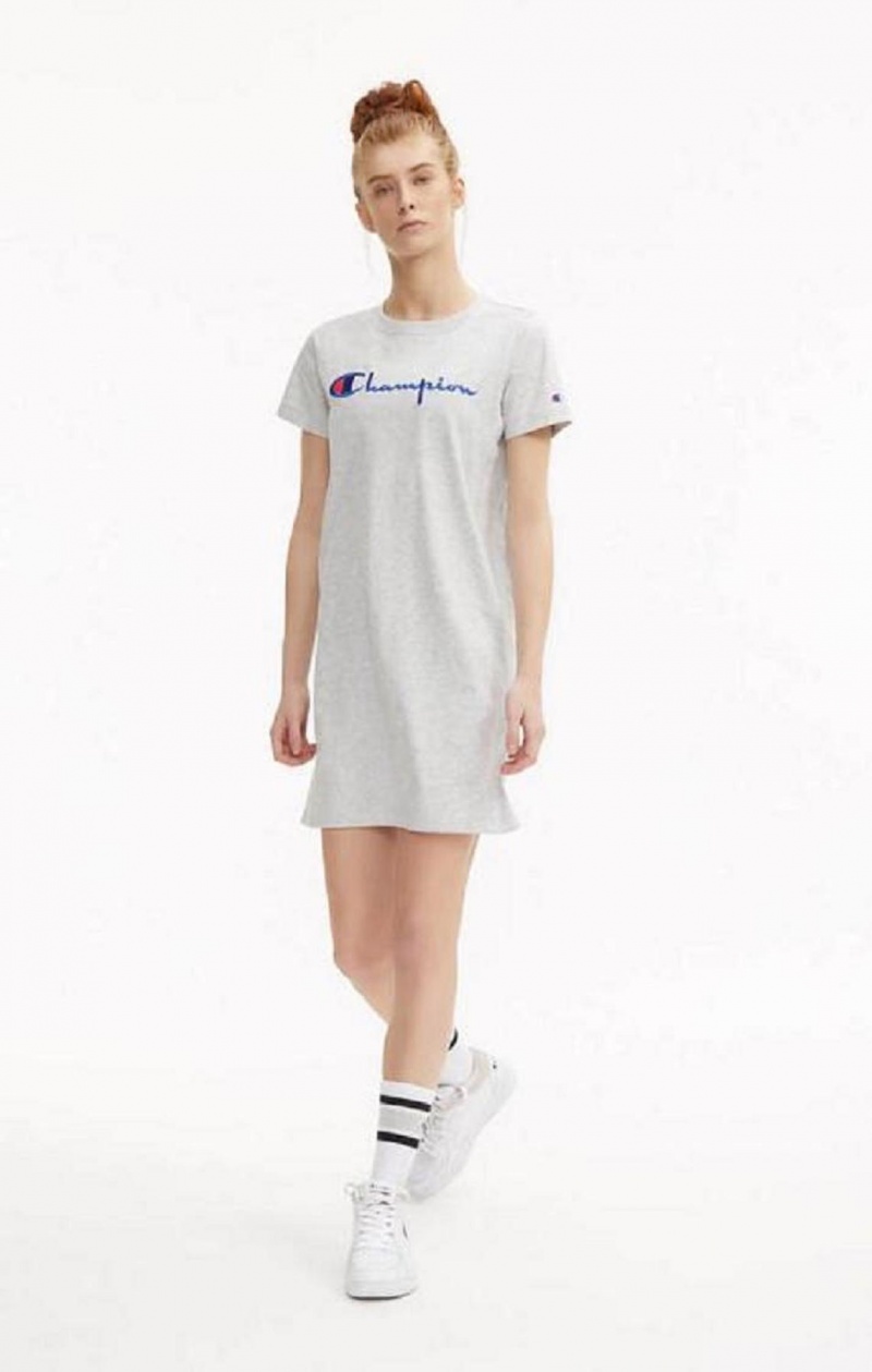 Champion Script Logo Midi T-Shirt Saty Saty Damske Svetlo Siva | 0847-BXRGL