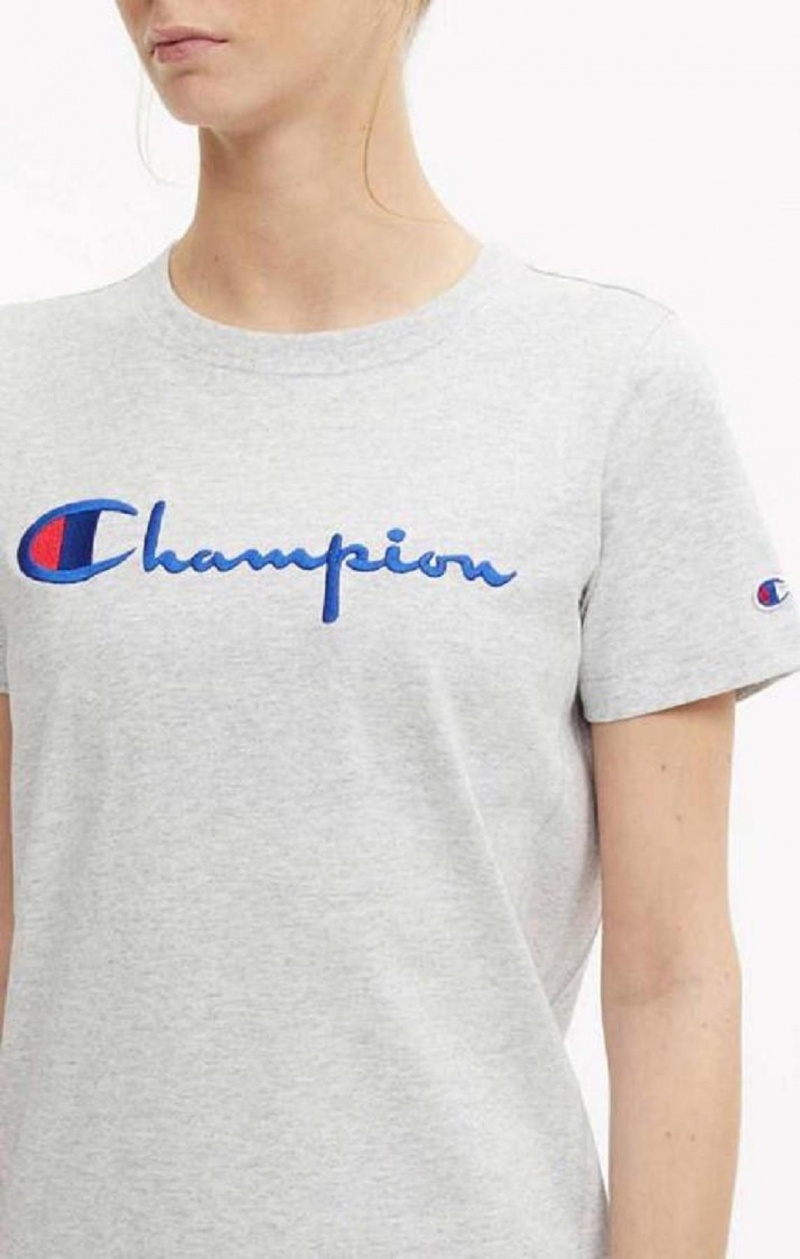 Champion Script Logo Midi T-Shirt Saty Saty Damske Svetlo Siva | 0847-BXRGL