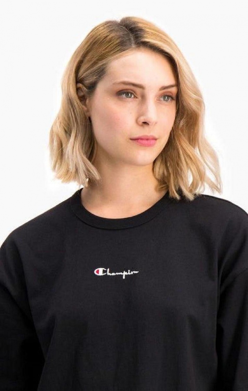 Champion Script Logo Midi T-Shirt Saty Saty Damske Čierne | 5937-WVBPN