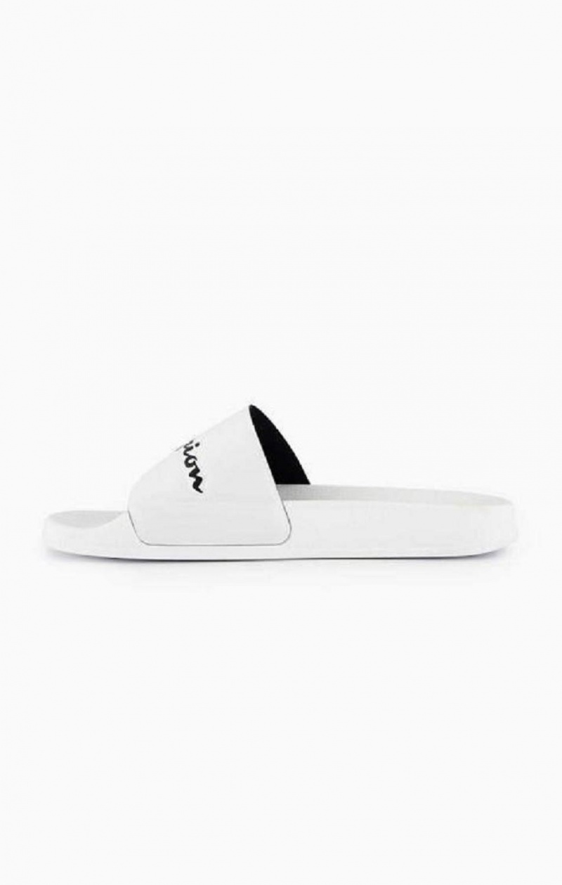 Champion Script Logo Pool Slides Slapky Damske Biele | 1634-PVIOT