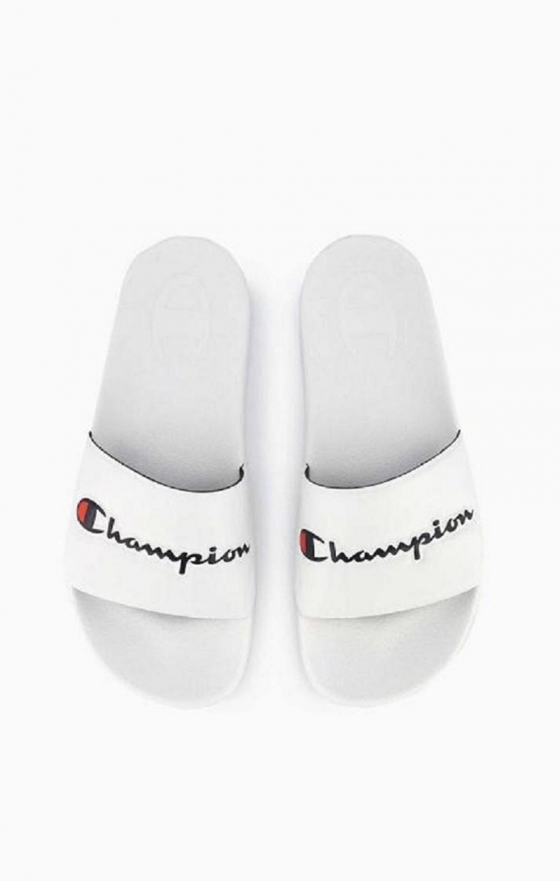 Champion Script Logo Pool Slides Slapky Damske Biele | 1634-PVIOT