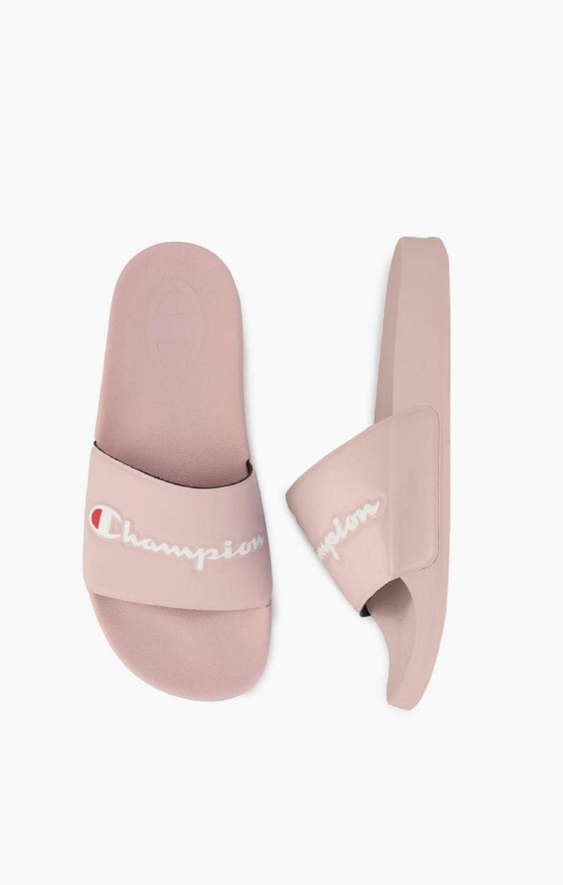 Champion Script Logo Pool Slides Slapky Damske Ruzove | 4723-IQSJU