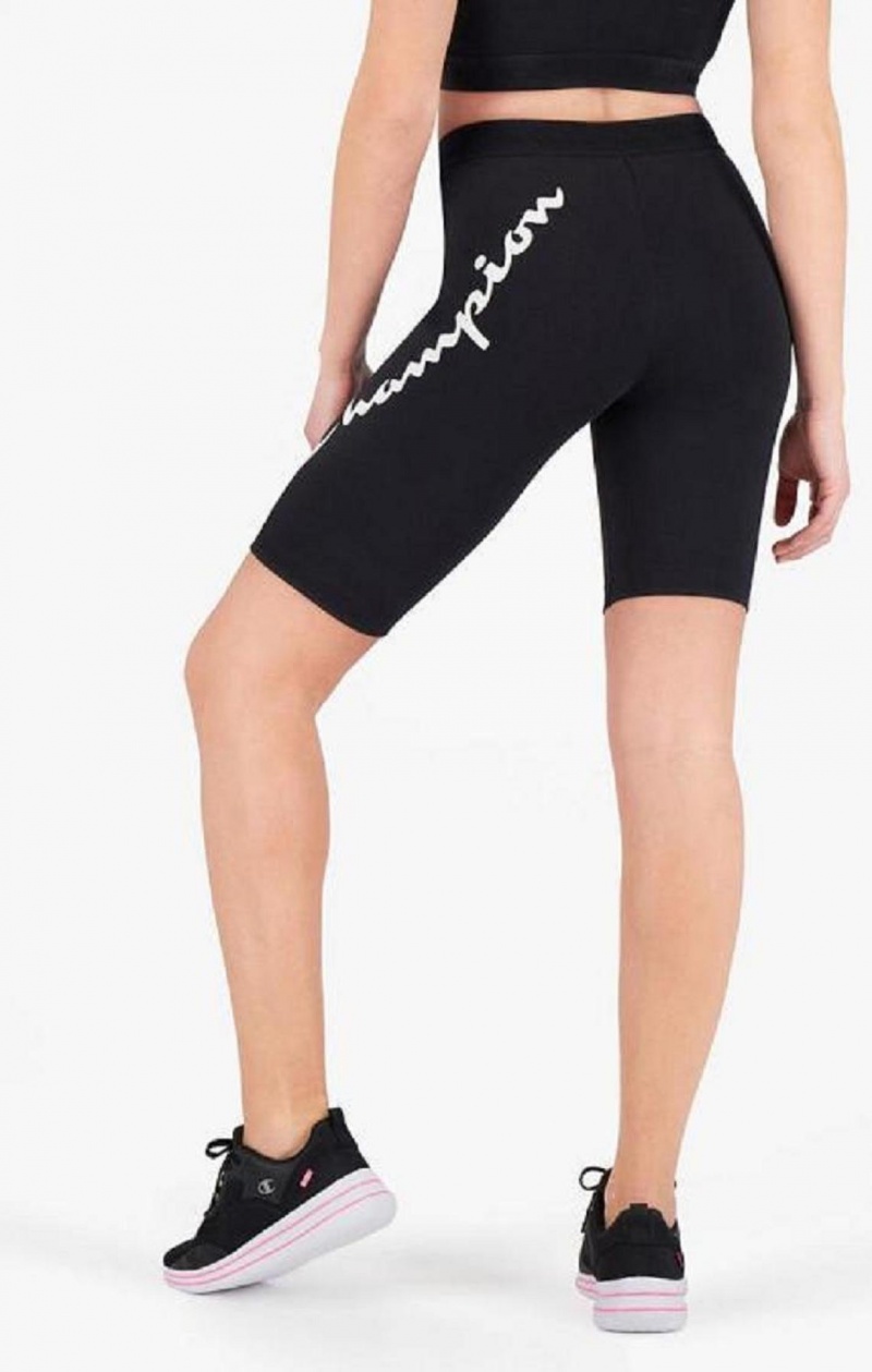 Champion Script Logo Print Capri Leggings Kratasy Damske Čierne | 2184-IDLHR