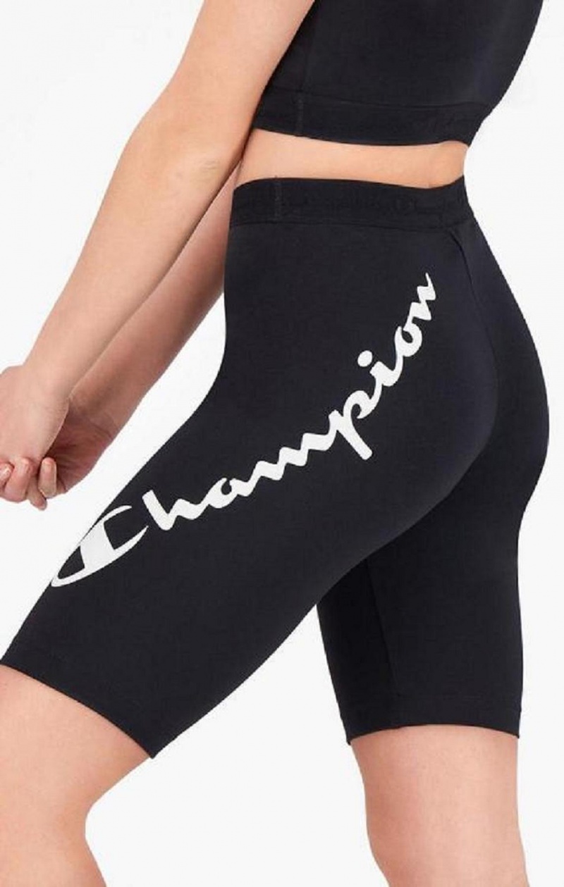 Champion Script Logo Print Capri Leggings Kratasy Damske Čierne | 2184-IDLHR