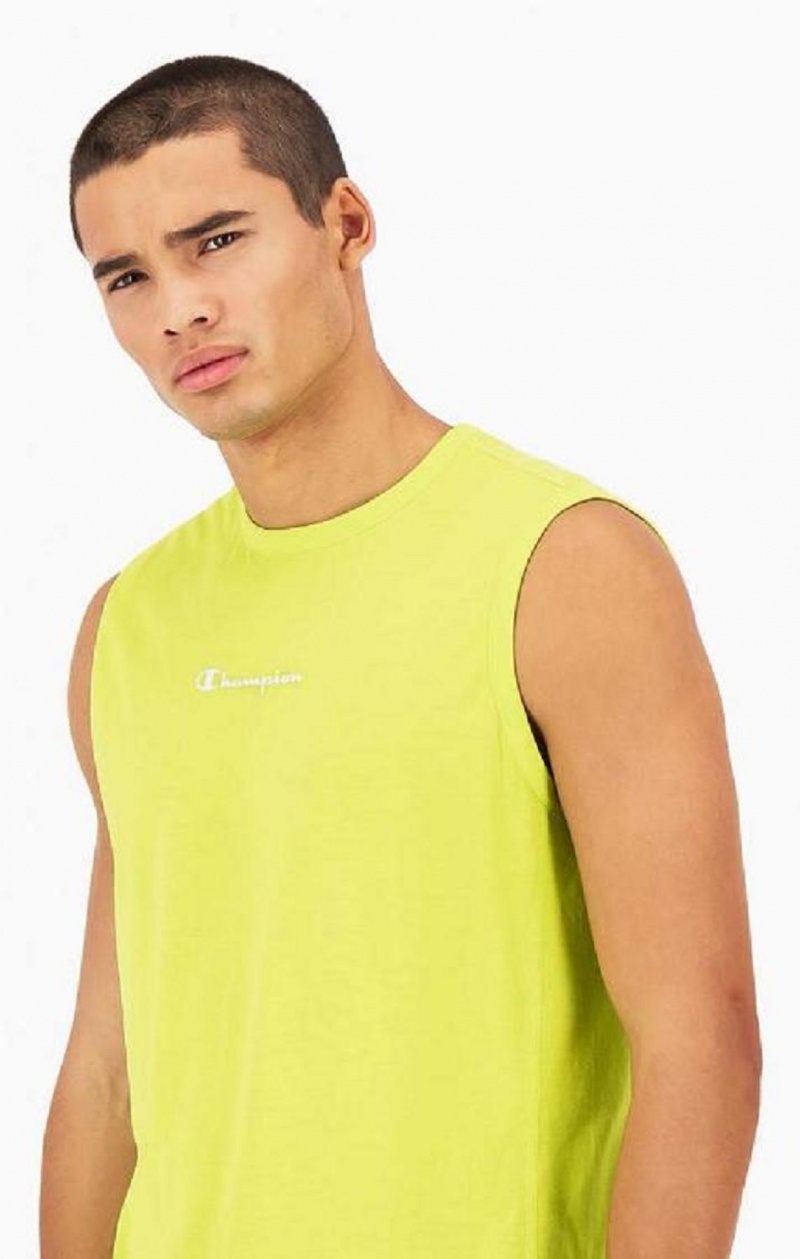 Champion Script Logo Print Jersey Tank Top Tricko Panske Olivovo Zelená Zelene | 6845-SBPAY