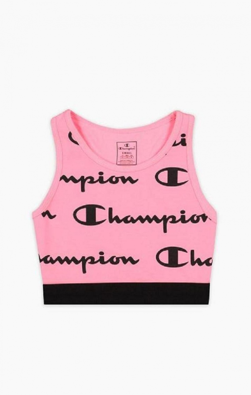 Champion Script Logo Print Racer Back Sports Bra Sportova Podprsenka Damske Fuchsie | 8247-OFTXR