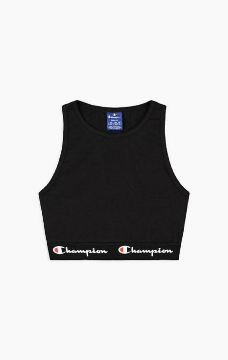 Champion Script Logo Pásom Racer Back Sports Bra Sportova Podprsenka Damske Čierne | 2450-ITWFJ