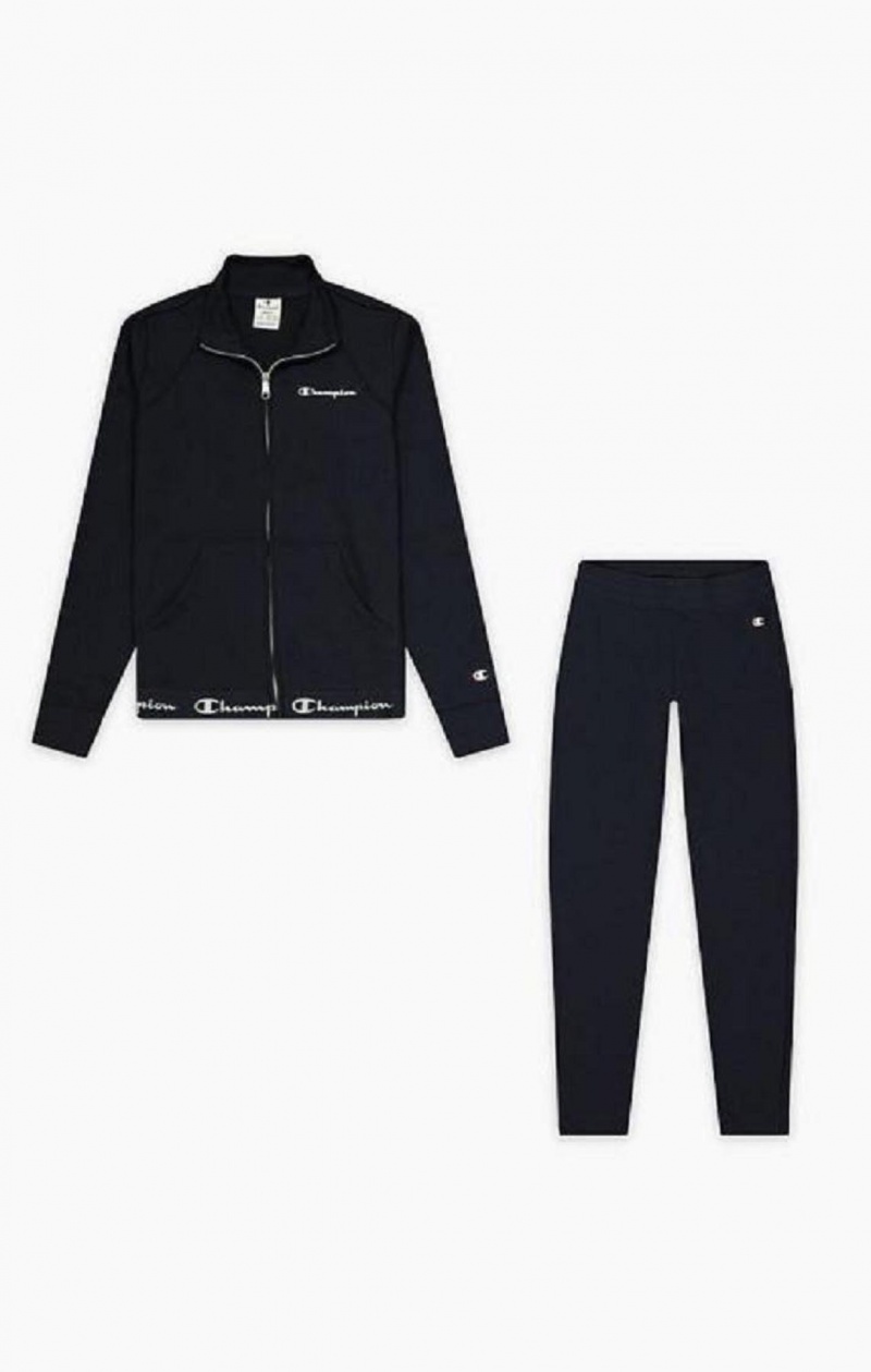 Champion Script Logo Pásom Zip-Up Sweatsuit Jogger Nohavice Damske Tmavo Modre | 4825-KQYXD