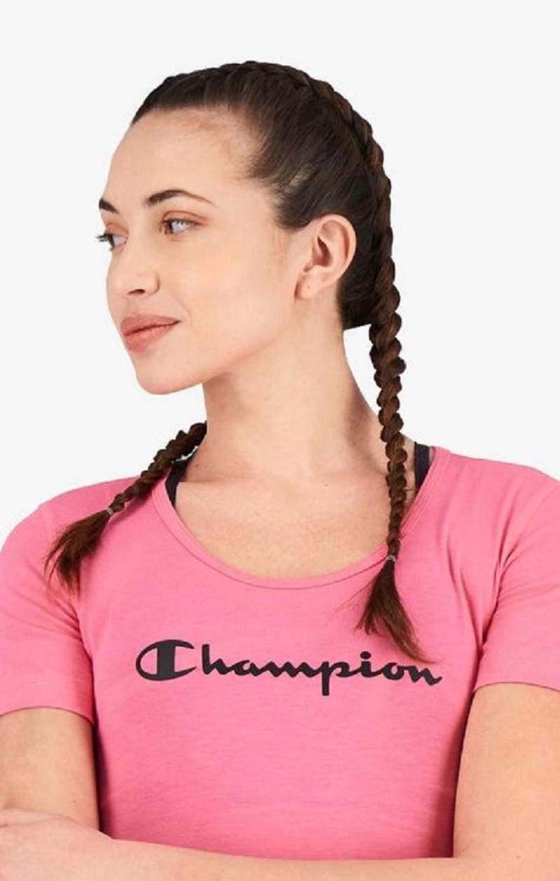 Champion Script Logo Quick Dry Tréningová T-Shirt Tricko Damske Fuchsie | 1925-GBZYP