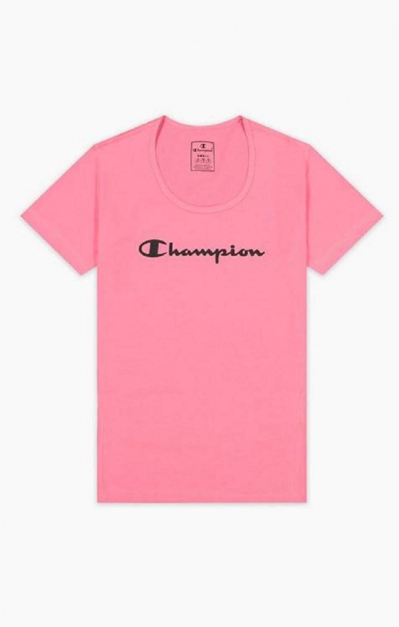 Champion Script Logo Quick Dry Tréningová T-Shirt Tricko Damske Fuchsie | 1925-GBZYP