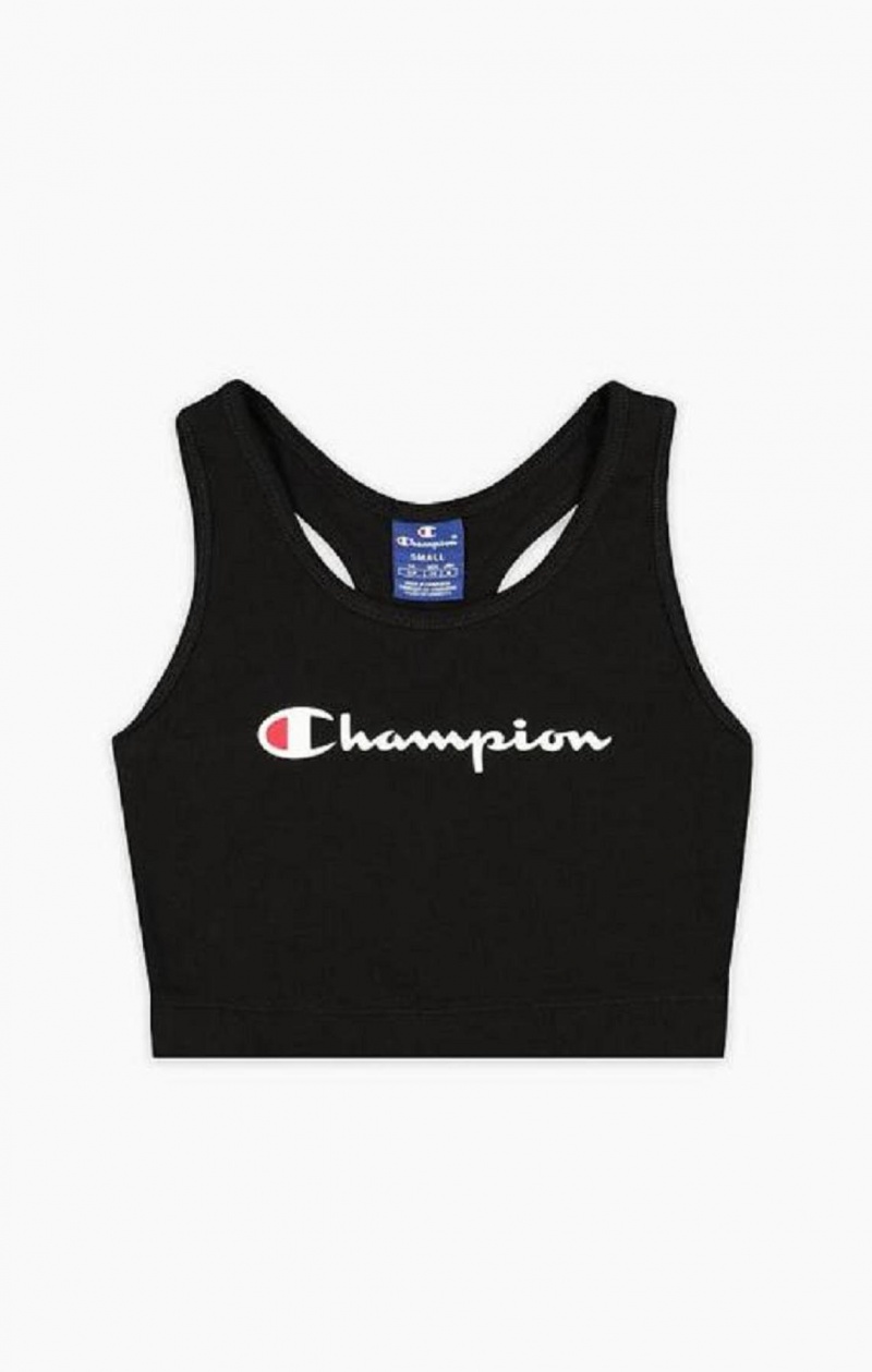 Champion Script Logo Racer Back Sports Bra Sportova Podprsenka Damske Čierne | 5846-NXHVD