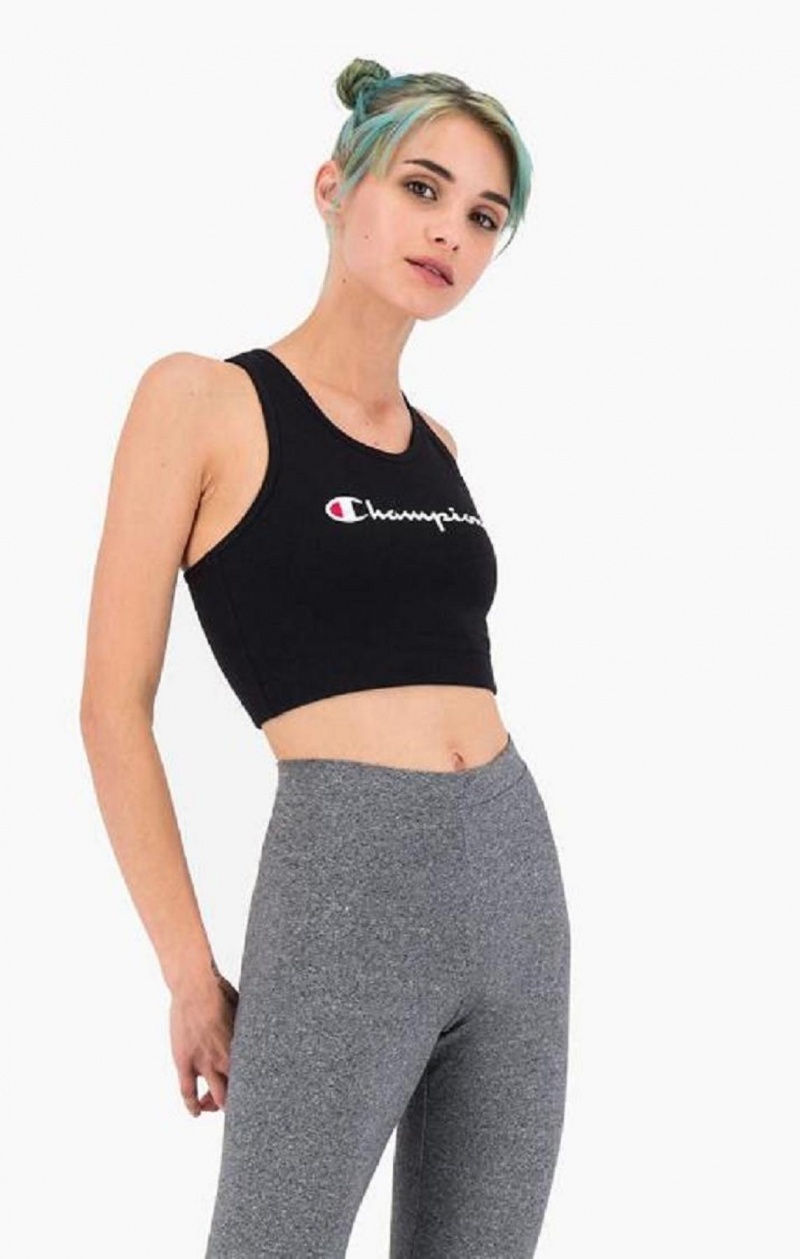 Champion Script Logo Racer Back Sports Bra Sportova Podprsenka Damske Čierne | 5846-NXHVD