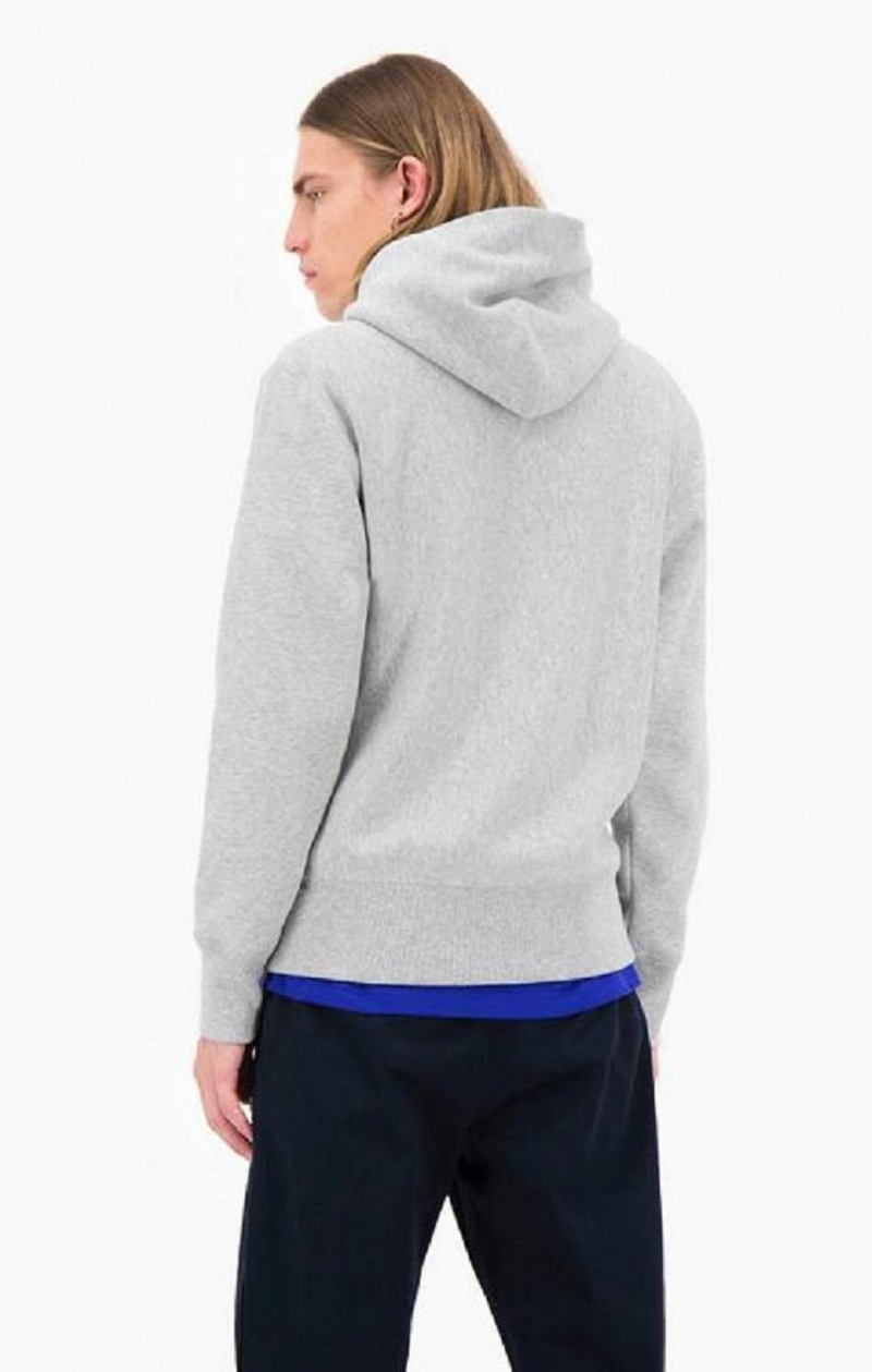 Champion Script Logo Reverse Weave Hoodie Mikina s Kapucnou Panske Svetlo Siva | 5287-YJZKI