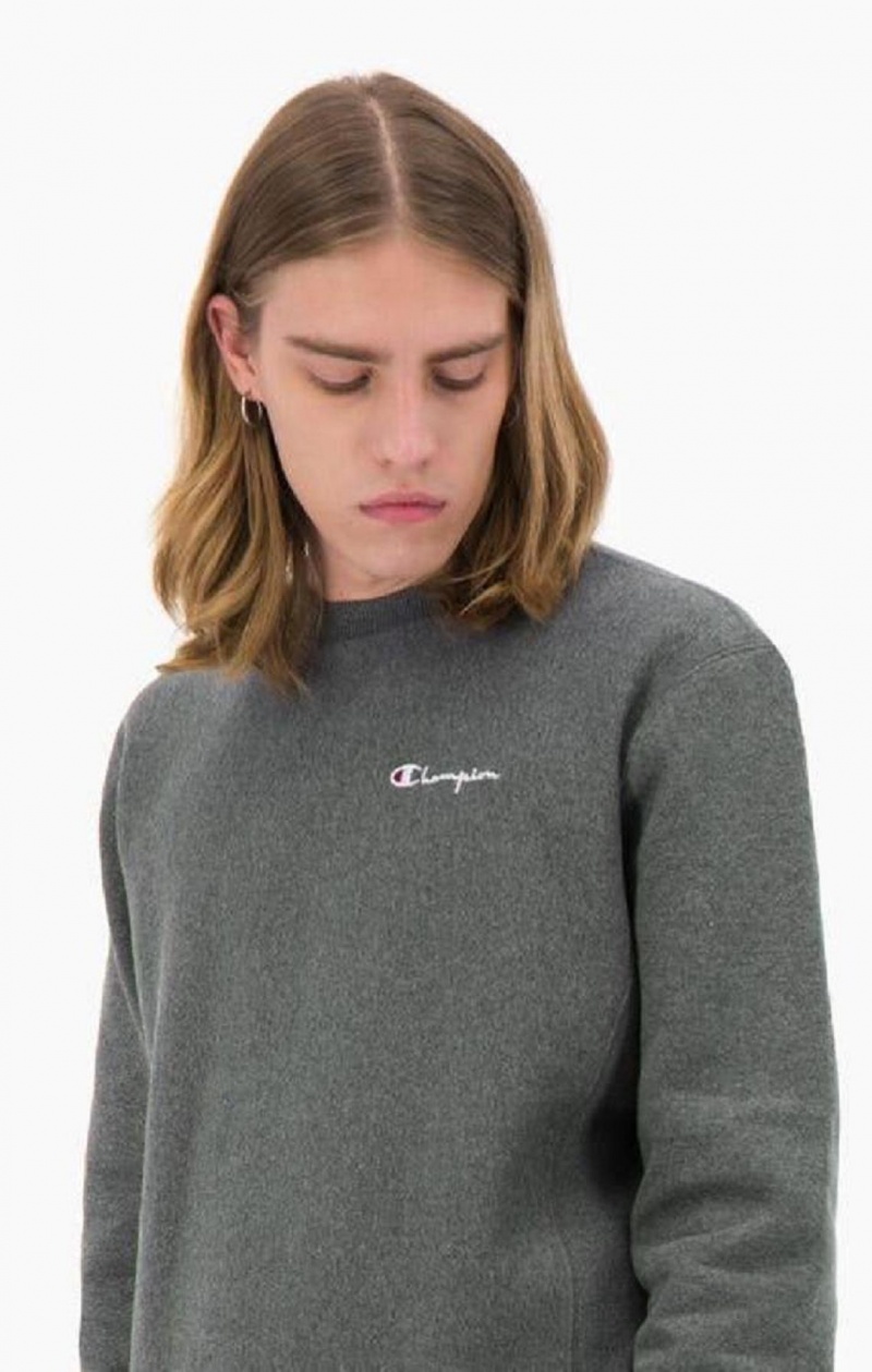 Champion Script Logo Reverse Weave Sweatshirt Mikiny Panske Tmavo Siva | 6182-EHKOM