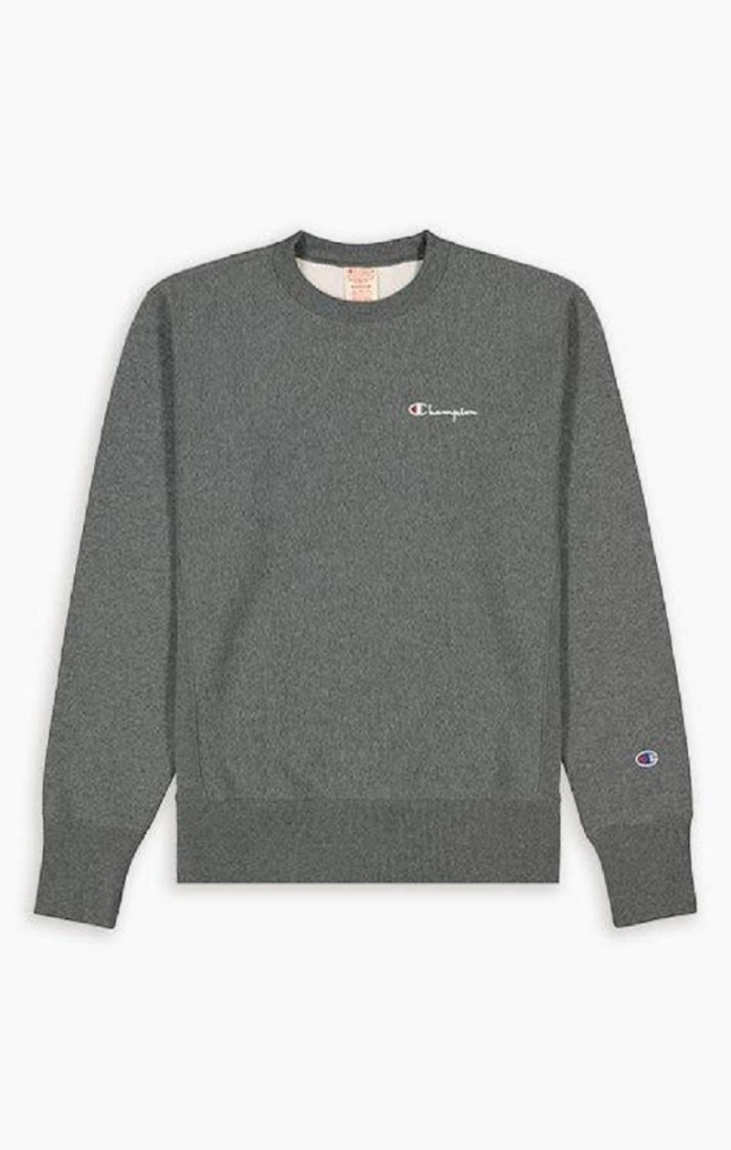 Champion Script Logo Reverse Weave Sweatshirt Mikiny Panske Tmavo Siva | 6182-EHKOM