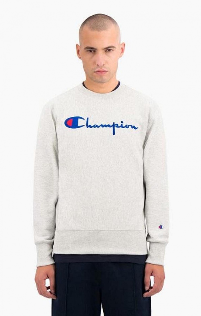 Champion Script Logo Reverse Weave Sweatshirt Mikiny Panske Siva | 0942-TYHUV