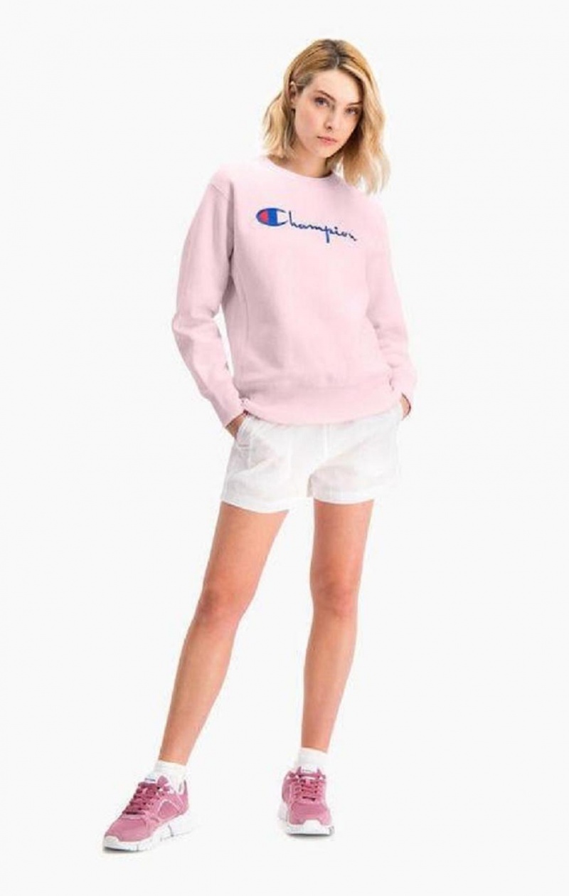 Champion Script Logo Reverse Weave Sweatshirt Mikiny Damske Ruzove | 5487-KONSU