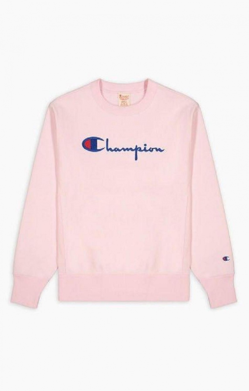 Champion Script Logo Reverse Weave Sweatshirt Mikiny Damske Ruzove | 5487-KONSU