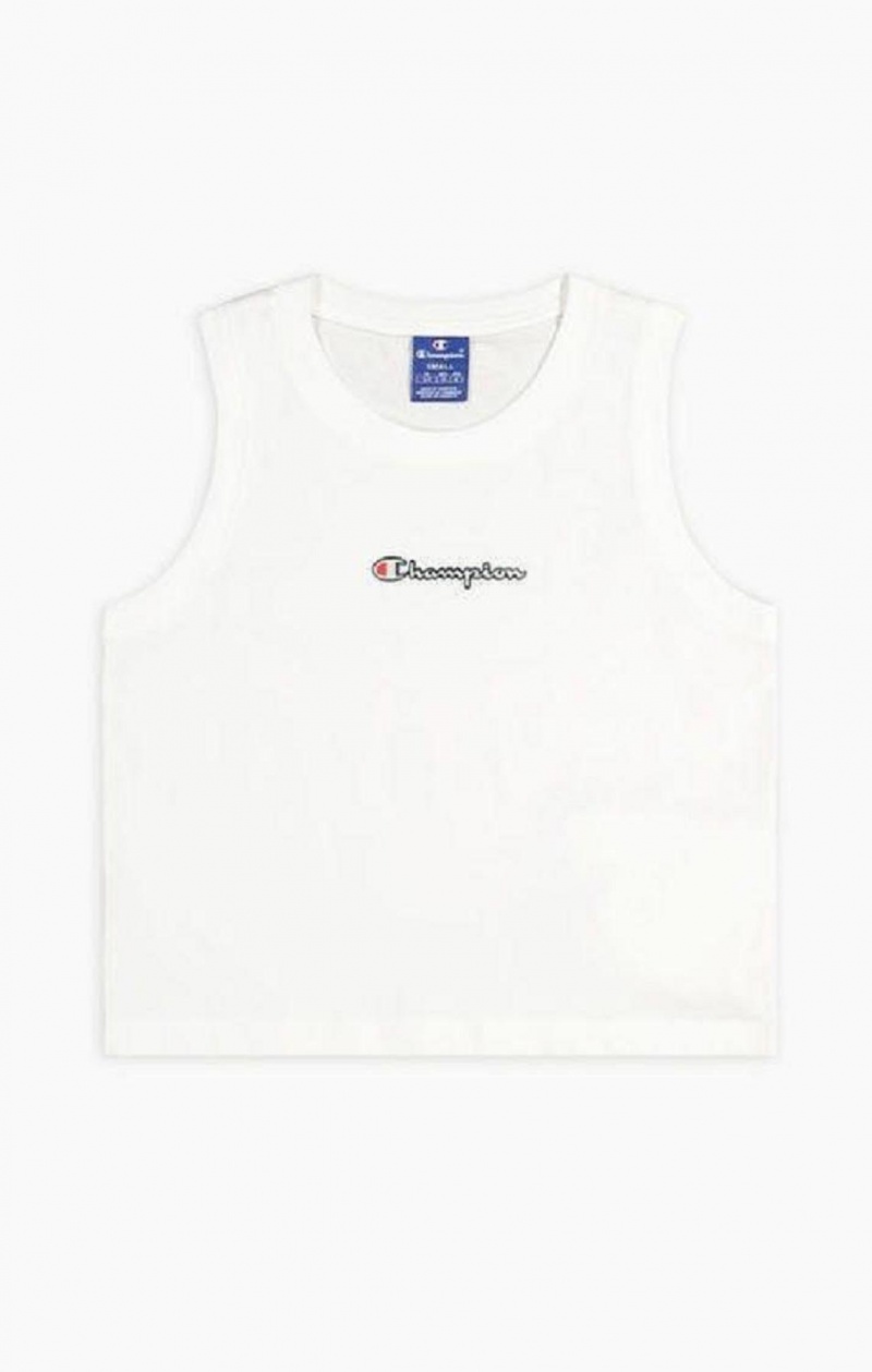 Champion Script Logo Tank Top Tricko Damske Biele | 7596-VYTXE