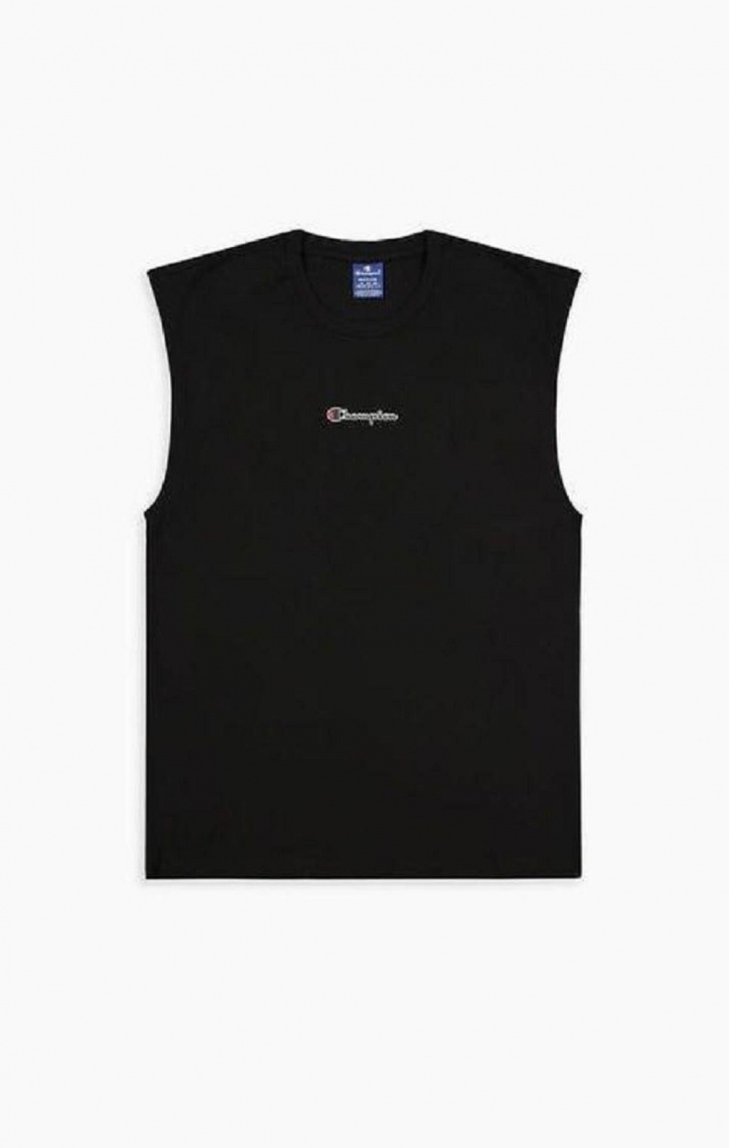 Champion Script Logo Top Tricko Panske Čierne | 7068-FVXAE