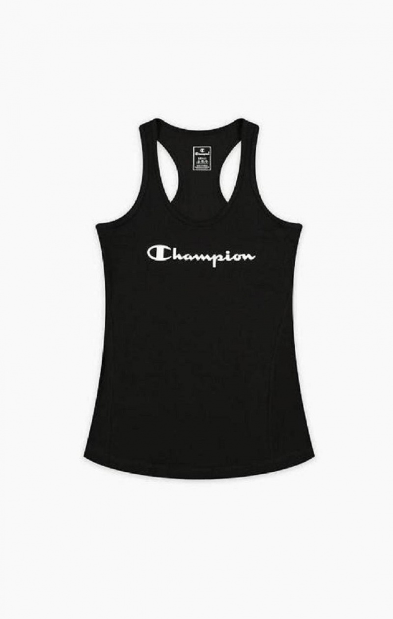 Champion Script Logo Tréningová Vest Tricko Damske Čierne | 4916-GSWEK